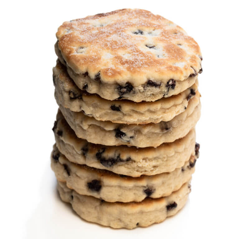 a stack of Welshcakes, white background
